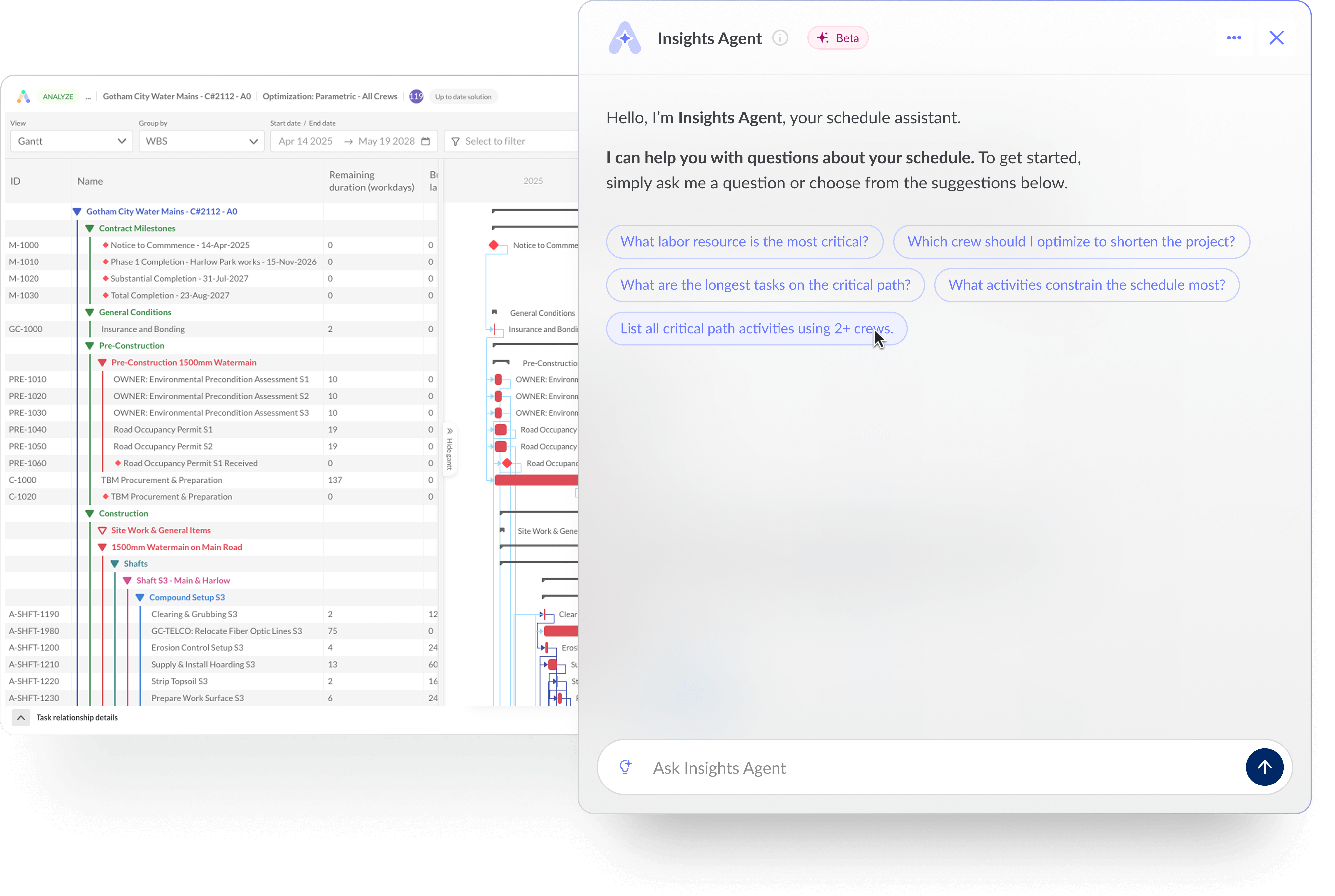 Planning Agent Ui Example AI Agent for Construction Planning and Scheduling - Insights Agent
